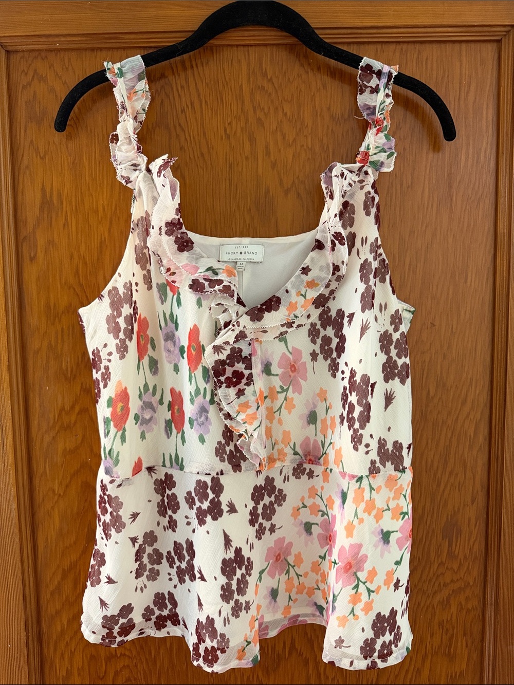 Lucky Brand- Ruffled Floral Sleeveless Top - like new Medium